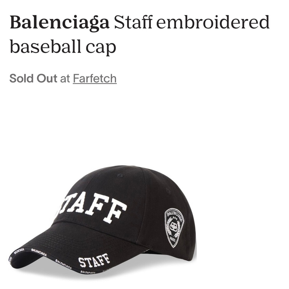Balenciaga Staff embroidered baseball cap